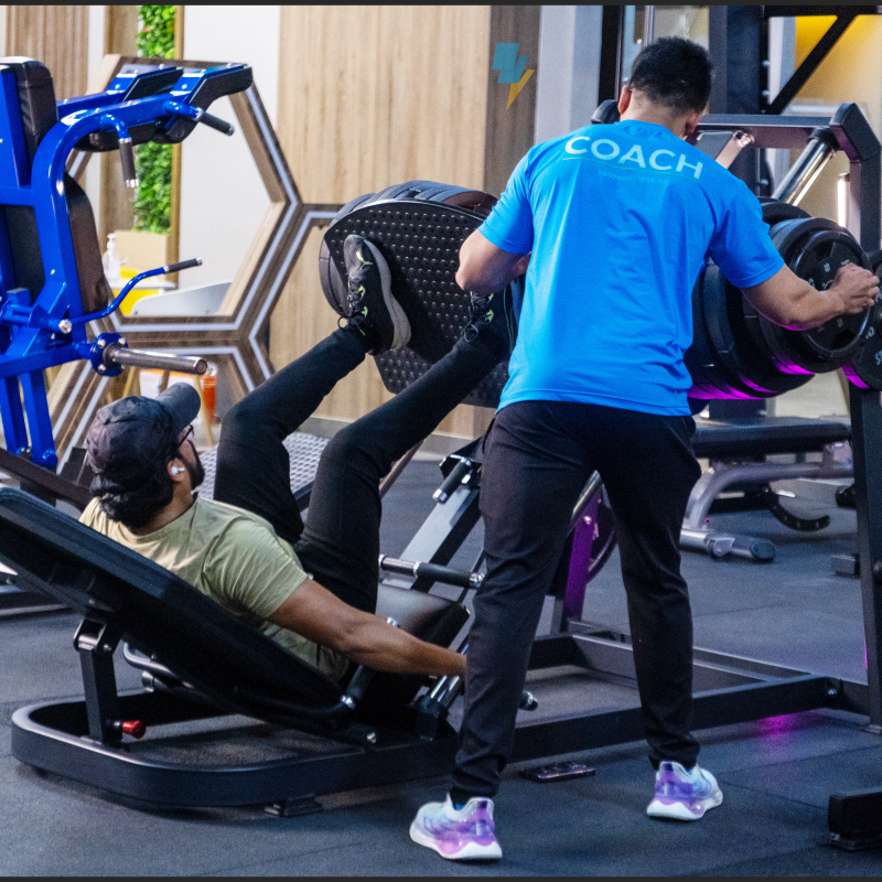 Leg press exercise pushing weight with your legs